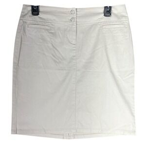 J Jill Live In Chino Skirt Womens 4P Beige Khaki Stretch Classic Business Casual